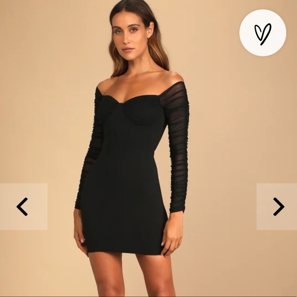 BRAND NEW! ✨ LuLus Bound to be Bold Black Off-the-Shoulder Bustier Bodycon Dress